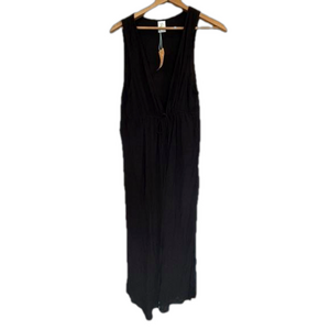 Kona Sol Women’s S/M Black, Sleeveless, Tie Front Maxi Duster Swim Cover-up NWT